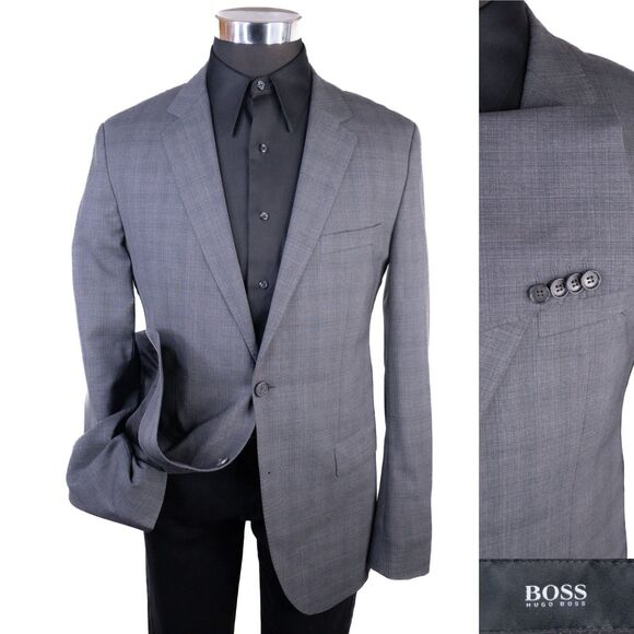 BOSS Hugo Boss The James Sport Coat Jacket Blazer Sz 40L Two Button Wool Gray - Picture 1 of 16